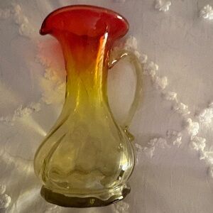 Red to Amber Ombre Glass Pitcher Vase